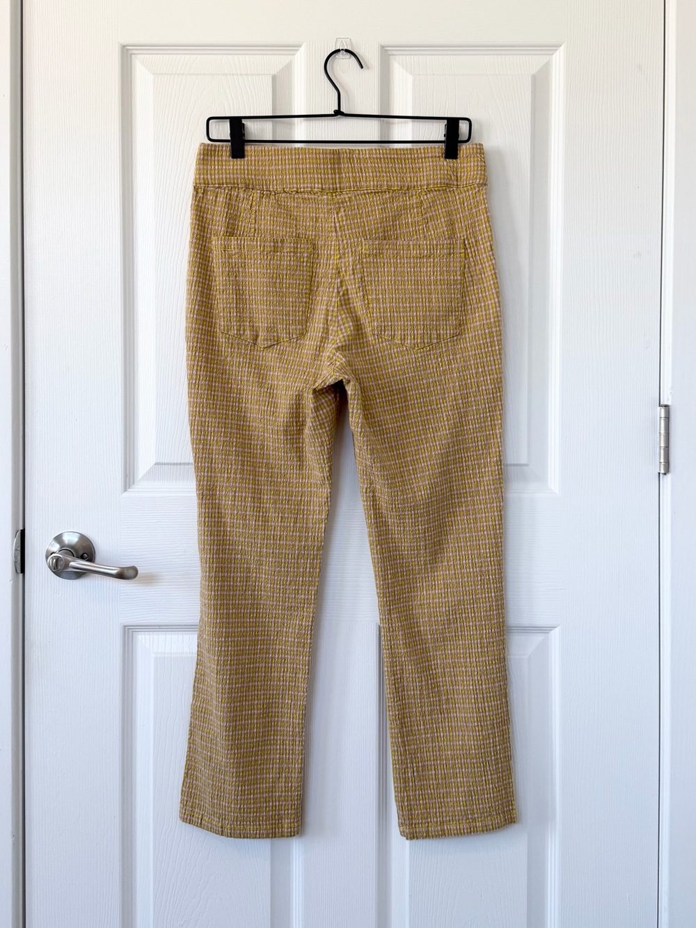 Free People In My Feelings Slim Crop Gingham Plaid Pants in Yellow - Picture 6 of 11